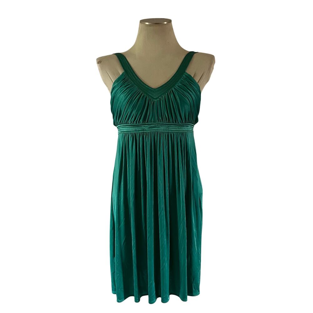 Y2K 2000s Green Teal Silk Trim Babydoll Dress Sz 2 Hoco Whimsical Fairycore